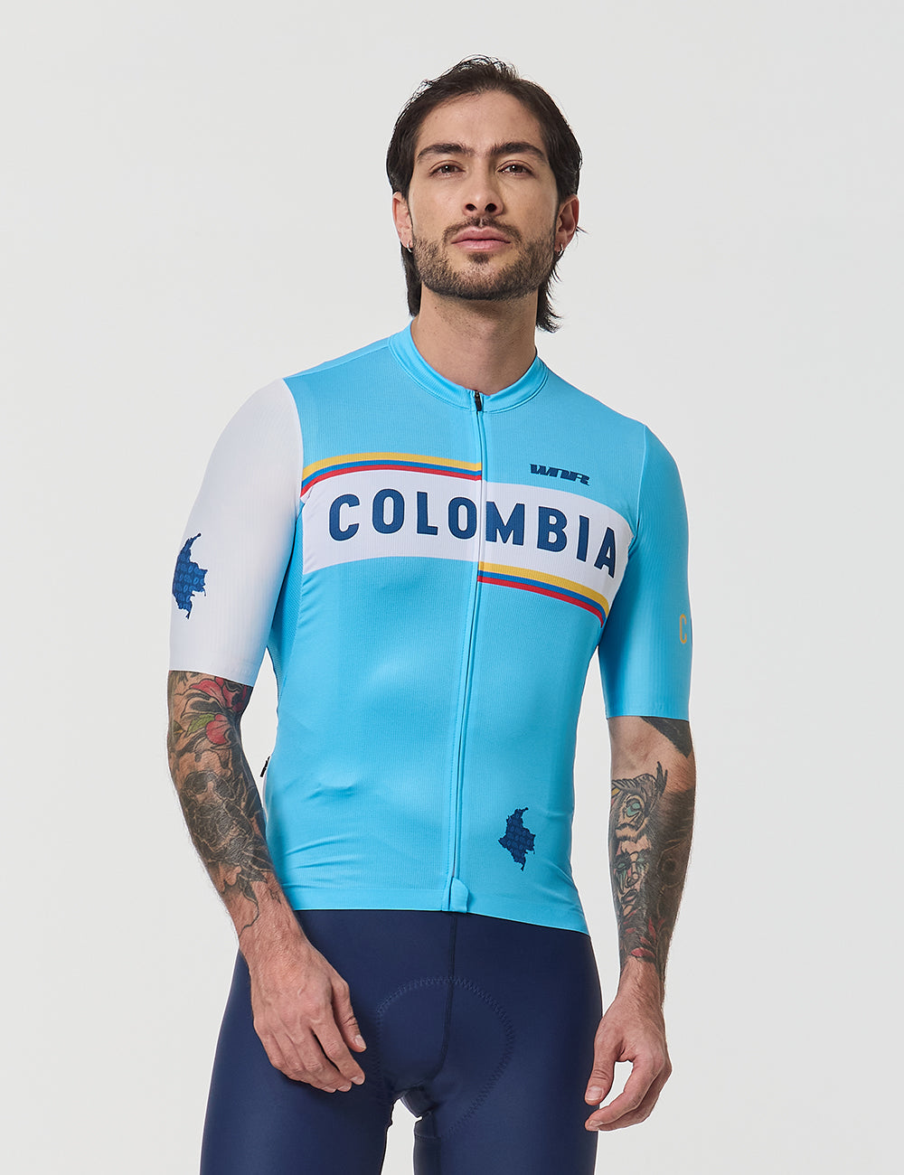 Jersey Manga Corta Hombre - Tricolor Celeste
