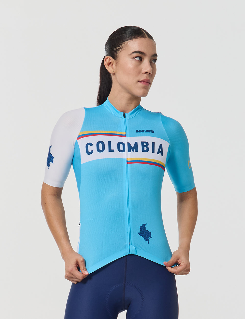Jersey Manga Corta Mujer - Tricolor Celeste