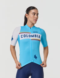 Jersey Manga Corta Mujer - Tricolor Celeste