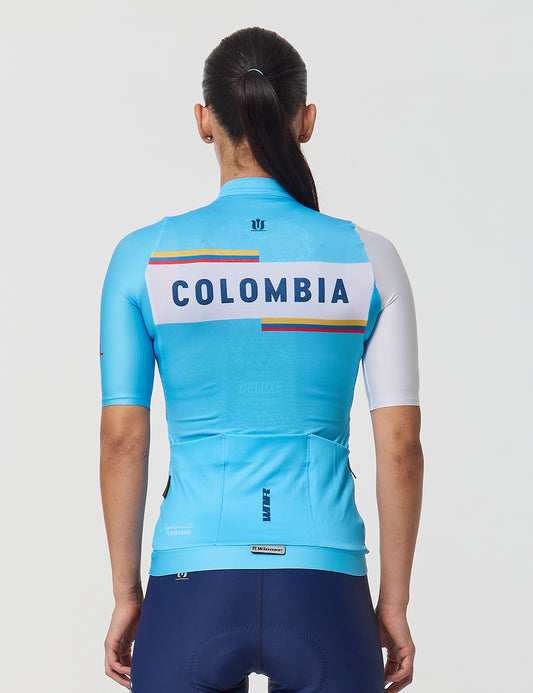 Jersey Manga Corta Mujer - Tricolor Celeste