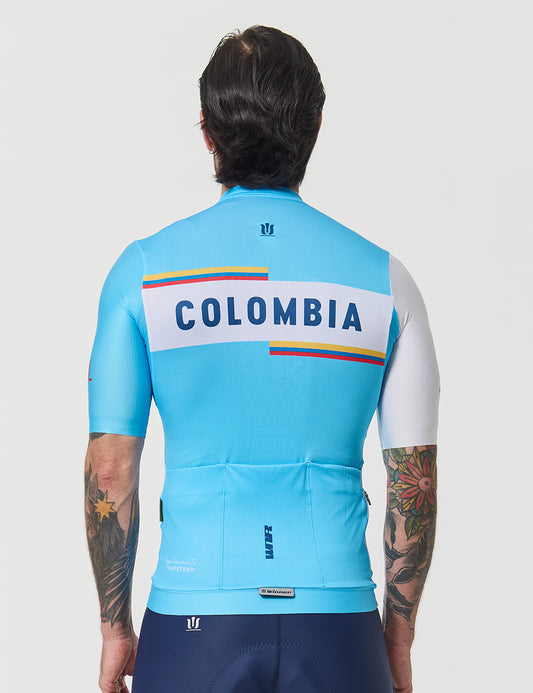 Jersey Manga Corta Hombre - Tricolor Celeste