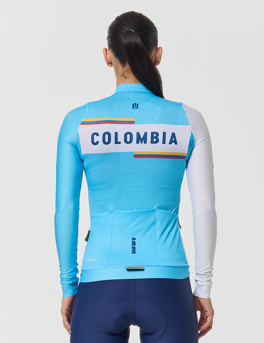 Jersey Manga Larga Mujer - Tricolor Celeste