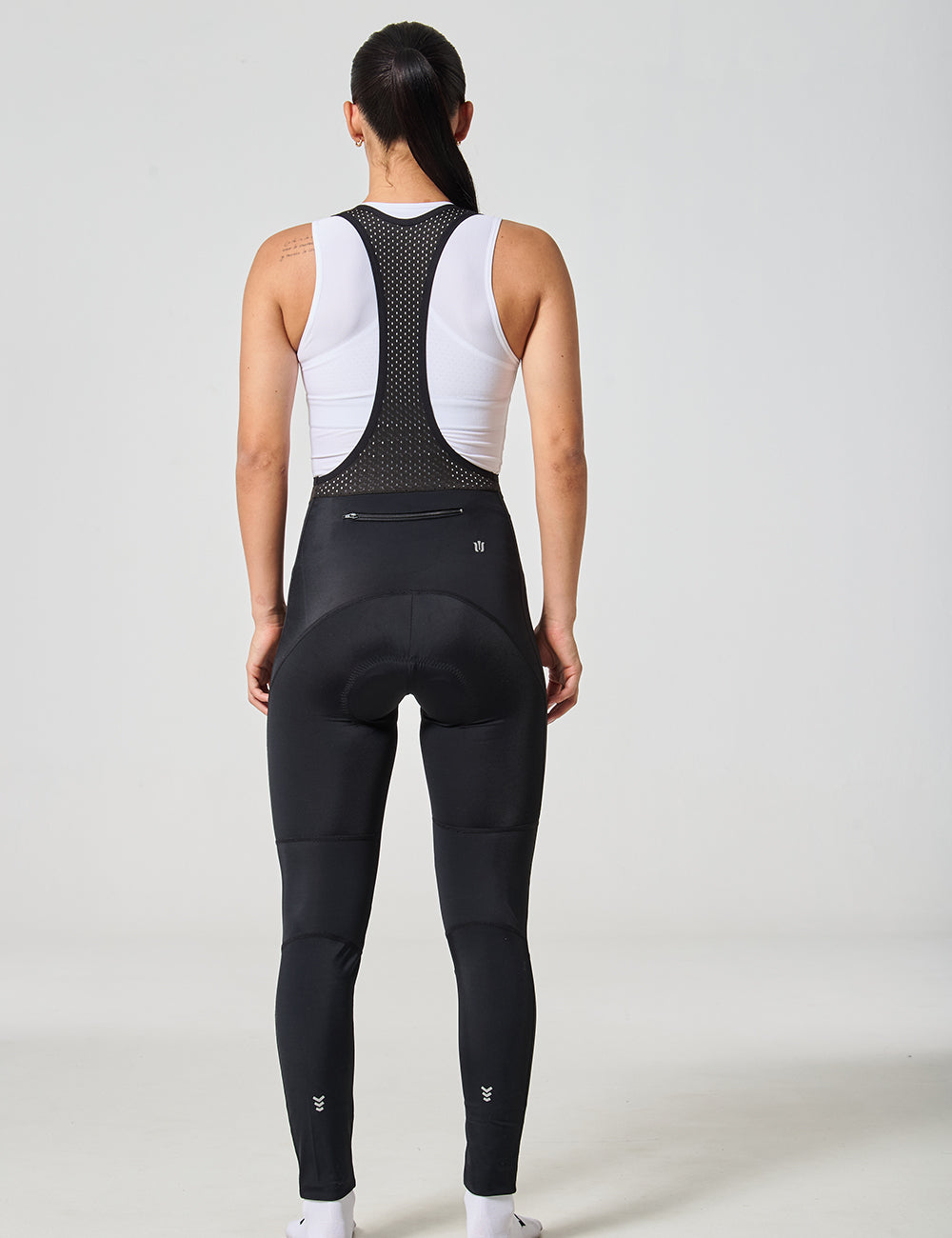 PANTALÓN LARGO DE CICLISMO CON TIRANTAS MUJER - NEGRO